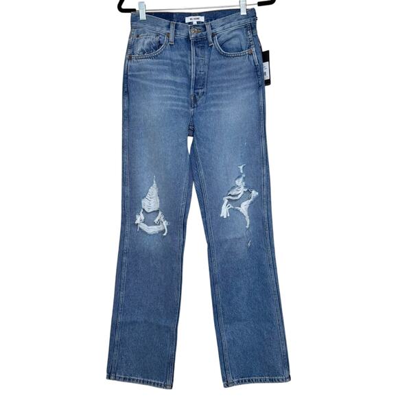 RE/DONE Destroyed 90s High Rise Loose Jeans in Destroyed Medium Blue 26 NWTs - Picture 4 of 16